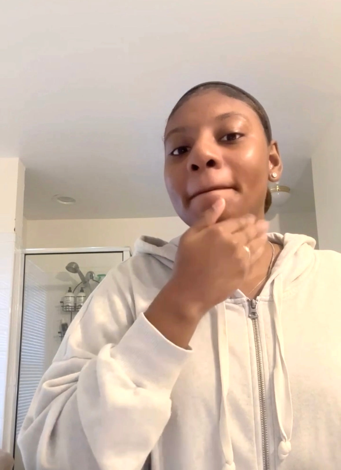Applying the clarifying facial cream